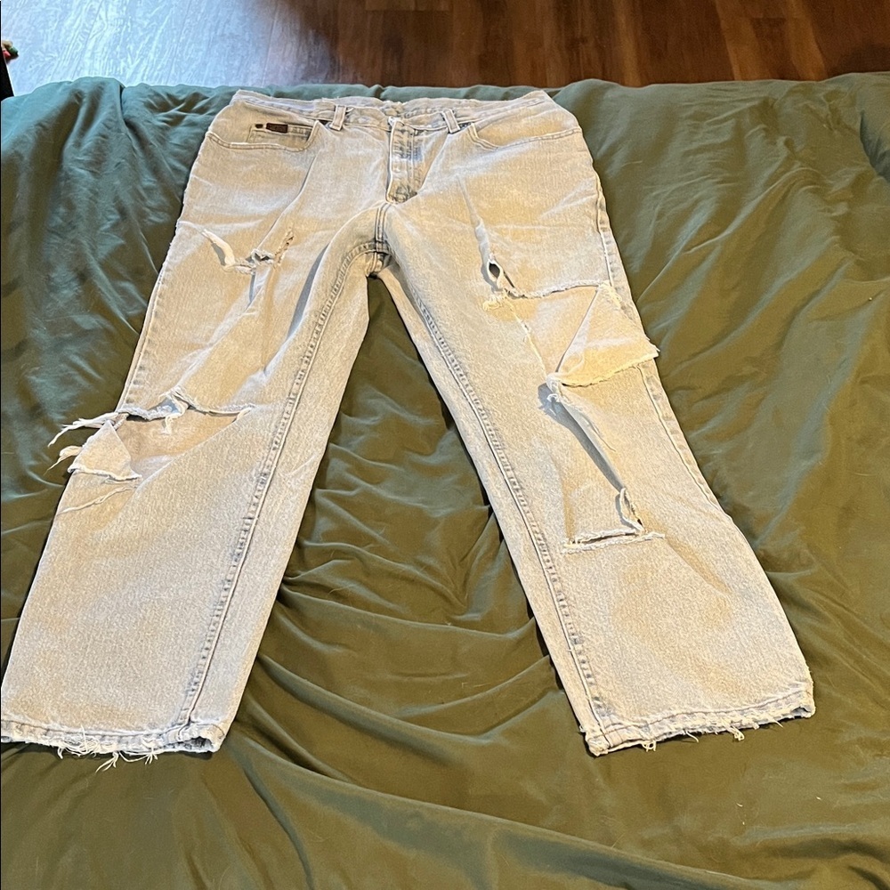 Lee Men's Light Blue Distressed Jeans